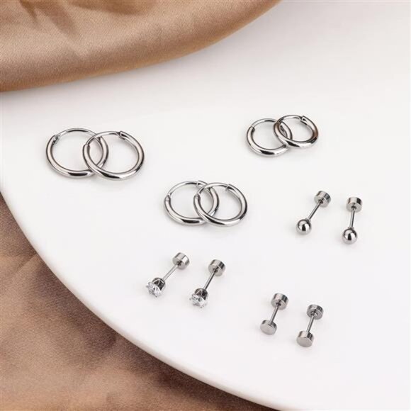 Small Tiny Stud Flat Back Earring Hypoallergenic Gold Studs 14K Stainless Steel - Picture 5 of 7